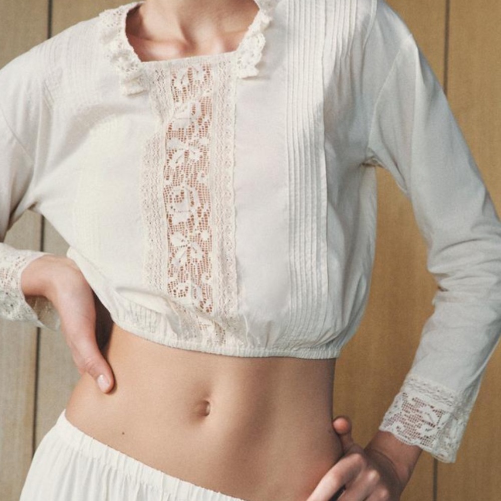 Zara Lace trim blouse/shirt - Picture 4 of 11